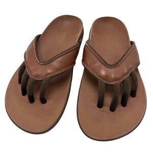 Wellrox Cloud Sandals Womens Sz 7 Brown Leather  Toe Separator Comfort Ergonomic